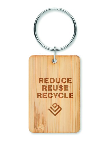 Llavero rectangular de bambú 7MO6978