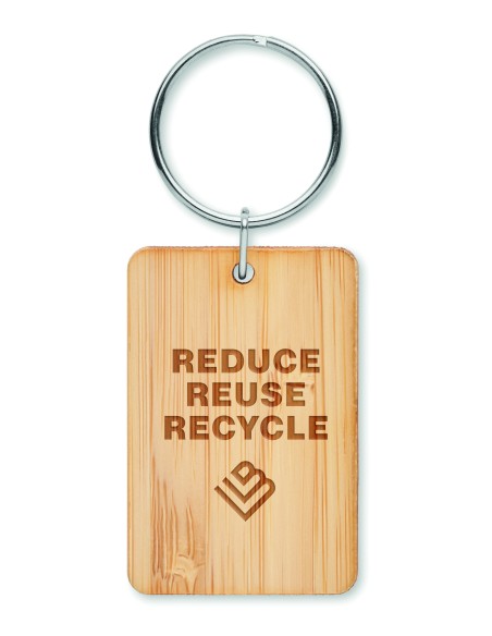 Llavero rectangular de bambú 7MO6978