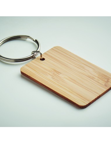 Llavero rectangular de bambú 7MO6978