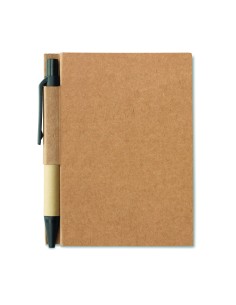 Libreta de bolsillo reciclada con bolígrafo personalizada