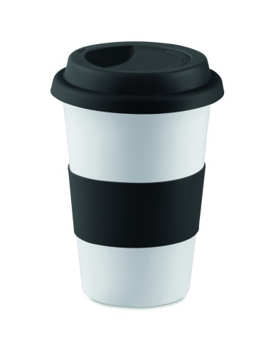 Taza de Cerámica con Tapa y Franja de Silicona | Goodie