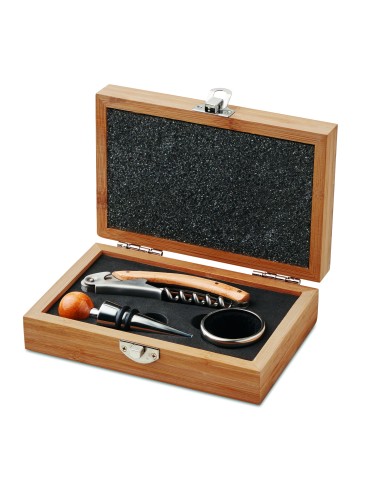 Set de vino en caja de bambú 7MO8147