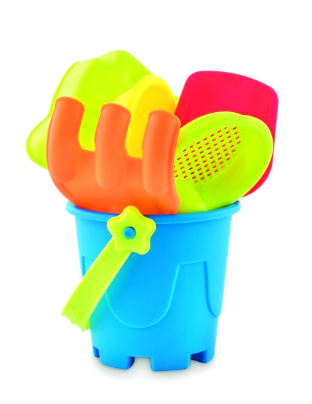 Cubo de playa con 6 juguetes Personalizado 7MO9301