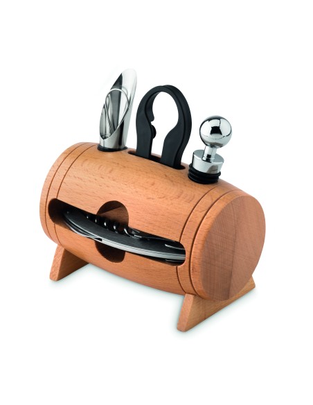 Set de vino y soporte de madera 7MO9523