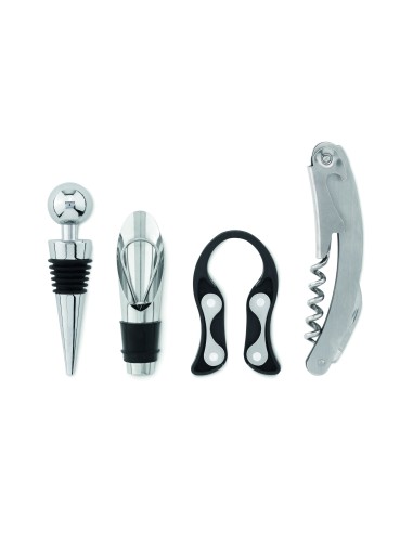 Set de vino y soporte de madera 7MO9523