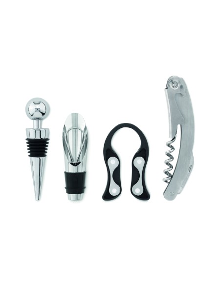 Set de vino y soporte de madera 7MO9523