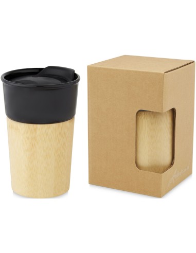 Taza de porcelana de 320 ml con pared exterior de bambú Personalizado 66100645