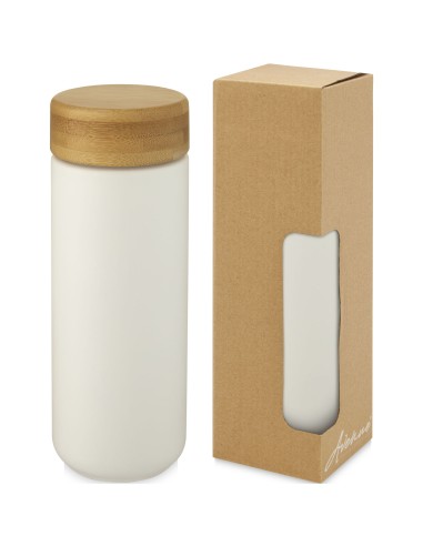 Vaso de cerámica de 300 ml con tapa de bambú Personalizado 66100705