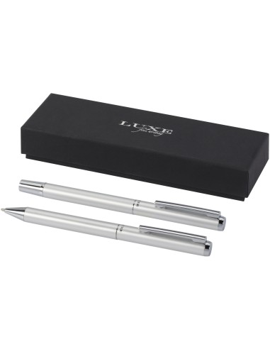 Set de regalo de bolígrafo y rollerball de aluminio reciclado (tinta negra) Personalizado 66107838