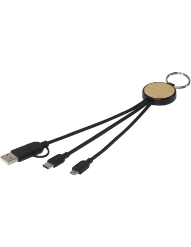 Cable de carga 6 en 1 de plástico reciclado/bambú con llavero Personalizado 66124325
