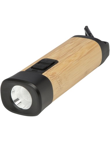 Linterna de plástico reciclado con mosquetón de bambú/RCS Personalizado 66104570
