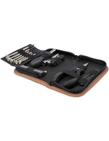 Set de herramientas de plástico reciclado con certificación RCS de 24 piezas con funda de corcho Personalizado 66104579