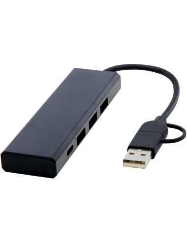 Hub USB 2.0 de aluminio reciclado con certificación RCS Personalizado 66124344