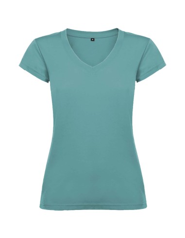Camiseta de cuello de pico de manga corta para mujer Personalizado 66R6646