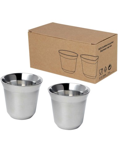 Juego de tazas para espresso de acero inoxidable de 80 ml con certificado RCS Personalizado 66100804