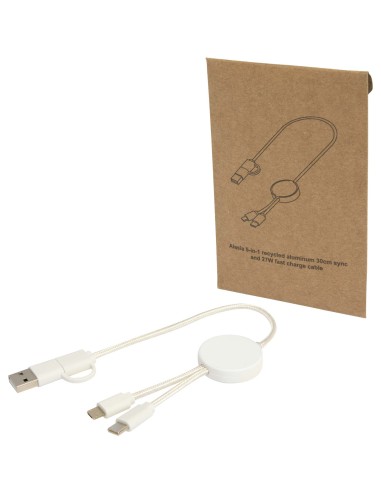 Cable 5 en 1 de plástico reciclado de 30 cm para sincronización de datos y carga rápida de 27 W Personalizado 66124427