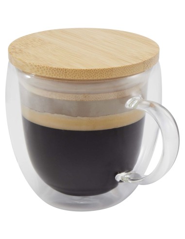 Taza de vidrio de 250 ml con tapa de bambú Personalizado 66113419