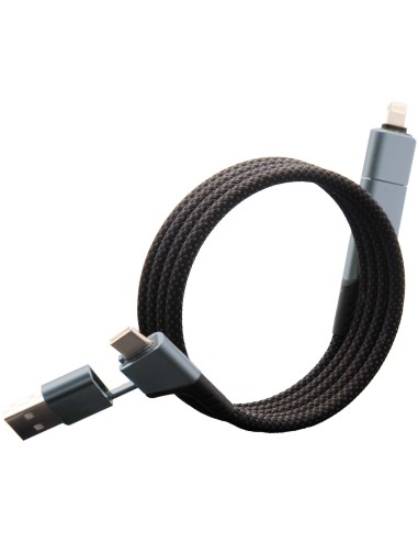 Cable de carga magnética ultrarrápida de 100 W 4 en 1 de rPET Personalizado 662PX169