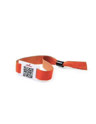 Pulsera de Tyvek naranja con código QR para control de acceso