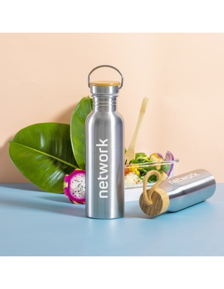 Bidón de Acero Inox con Tapón de Bambú 800 ml | Goodie