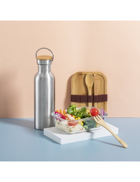 Bidón de Acero Inox con Tapón de Bambú 800 ml | Goodie