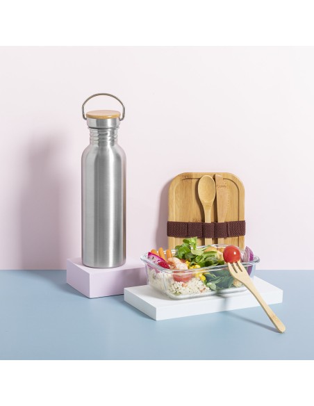 Bidón de Acero Inox con Tapón de Bambú 800 ml | Goodie