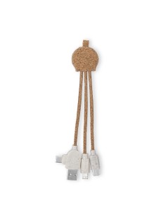 Cable cargador de corcho y caña de trigo personalizado