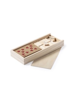 Set de baraja y dominó de madera personalizado