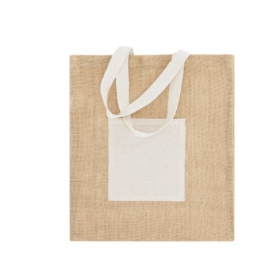 Bolsa de yute con bolsillo frontal de algodón