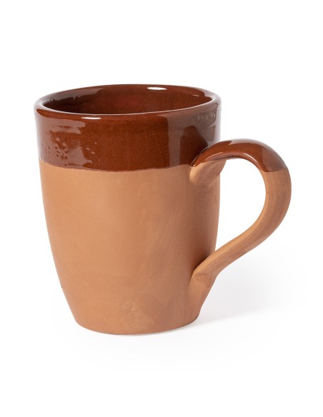 Taza de barro curvada artesanal con logo | Goodie