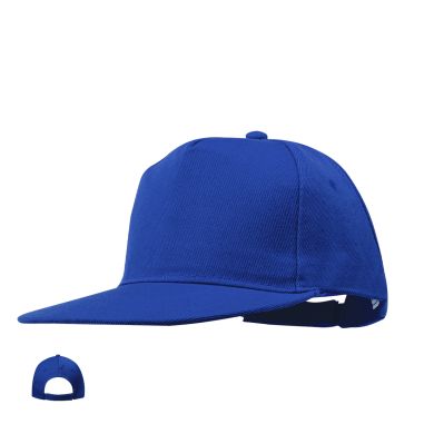 Gorra plana azul de algodón con visera recta lisa