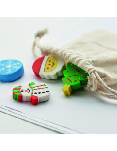 Juego  4 gomas forma Navidad 7CX1526