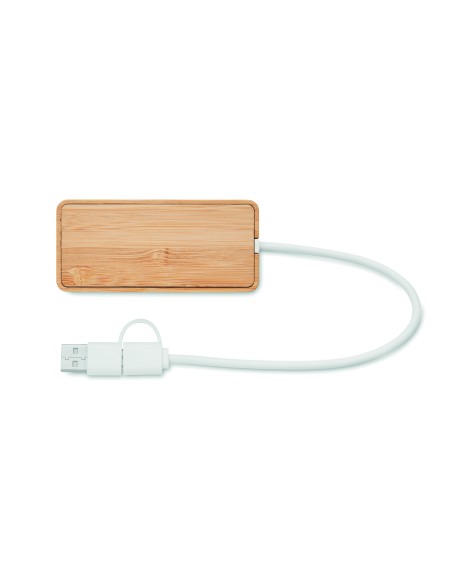 HUB USB de 3 puertos de bambú 7MO2143