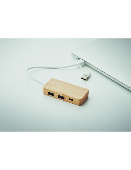 HUB USB de 3 puertos de bambú 7MO2143