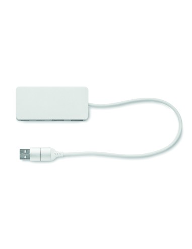 HUB 4 puertos aluminio y nogal 7MO2387