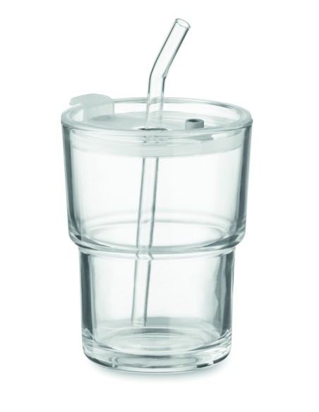 Vaso de cristal con pajita 400m 7MO2502