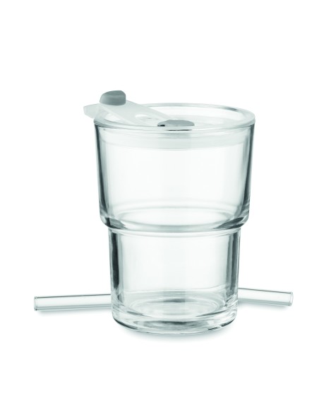 Vaso de cristal con pajita 400m 7MO2502