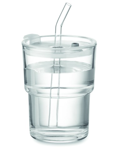 Vaso de cristal con pajita 400m 7MO2502