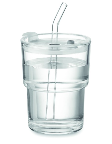 Vaso de cristal con pajita 400m 7MO2502