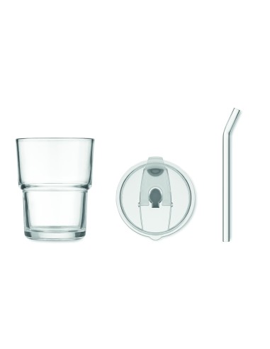 Vaso de cristal con pajita 400m 7MO2502