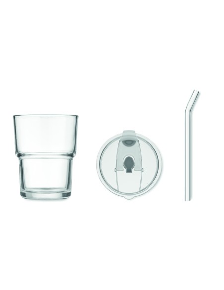 Vaso de cristal con pajita 400m 7MO2502