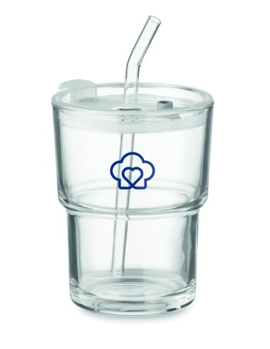Vaso de cristal con pajita 400m 7MO2502