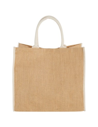 Bolsa Tote de yute con bordes contrastados...