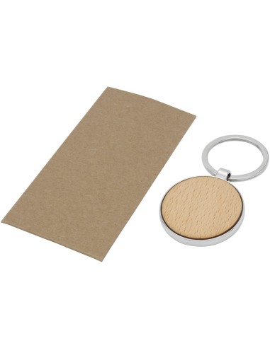 Llavero redondo de madera de haya Personalizada...