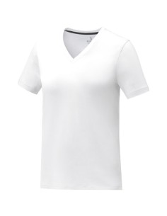 Camiseta de manga corta y cuello en V para mujer...
