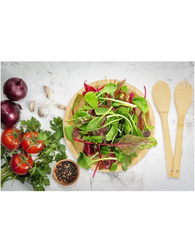 Ensaladera y cubiertos de bambú Personalizado...