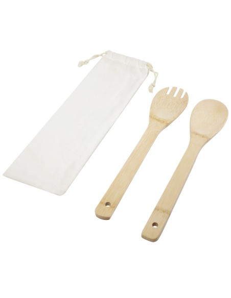 Cuchara y tenedor de bambú para ensalada Personalizada 6113269