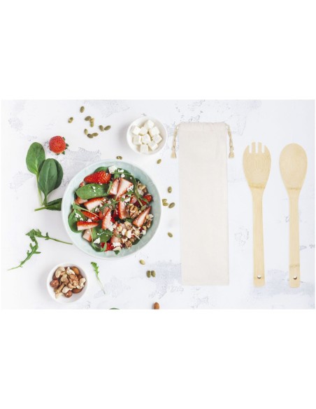 Cuchara y tenedor de bambú para ensalada Personalizada 6113269