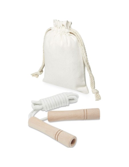 Cuerda de saltar de madera en bolsa de algodón Personalizado 6127020