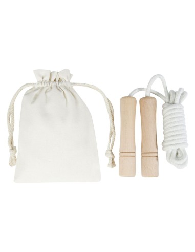 Cuerda de saltar de madera en bolsa de algodón...